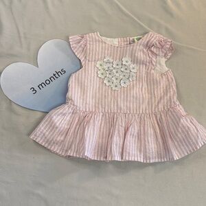 Little Me - 3M Pink Striped Baby Dress with Floral Heart